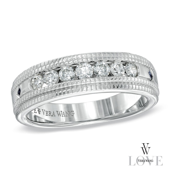 Vera Wang Men's 1/2 CT. T.w. Diamond Milgrain Wedding Band in 14K White Gold