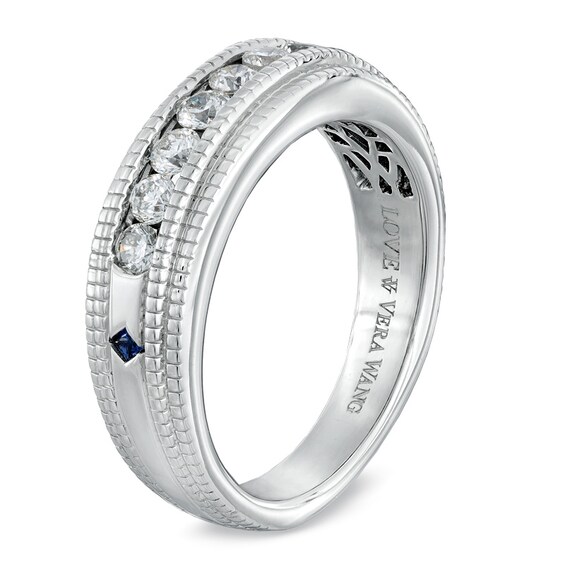Vera Wang Men's 1/2 CT. T.w. Diamond Milgrain Wedding Band in 14K White Gold