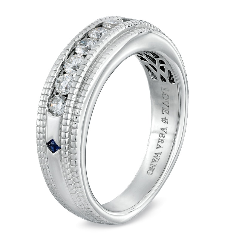 Main Image 2 of Vera Wang Men's 1/2 CT. T.W. Diamond Milgrain Wedding Band in 14K White Gold