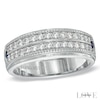 Thumbnail Image 1 of Vera Wang Men's 5/8 CT. T.W. Diamond Double Row Wedding Band in 14K White Gold