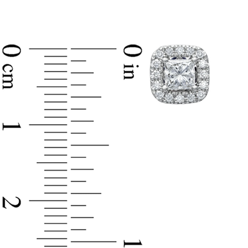 Main Image 2 of Vera Wang Love Collection 3/4 CT. T.W. Princess-Cut Diamond Frame Stud Earrings in 14K White Gold