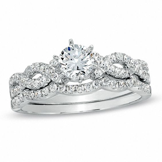 7 8 Ct T W Diamond Braided Bridal Set In 14k White Gold T W Diamond Braided Bridal Set In 14k White Gold