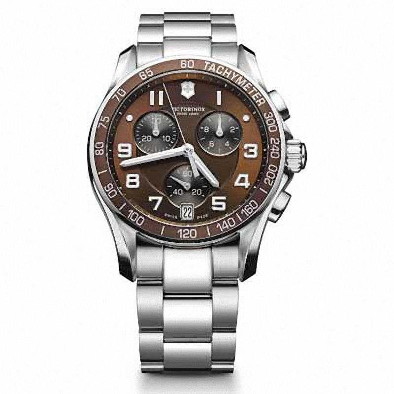 Men's Victorinox Swiss Army Classic Chronograph Watch with Brown Dial (Model: 249036)