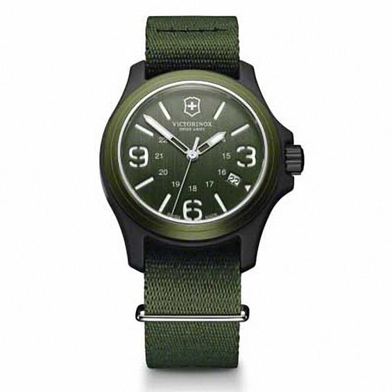 Men's Victorinox Swiss Army Original Strap Watch with Olive Green Dial (Model: 241514)