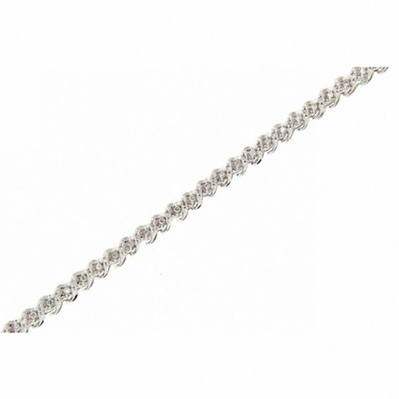 1/2 CT. T.W. Diamond Ribbon Line Bracelet in 10K White Gold - 7.25
