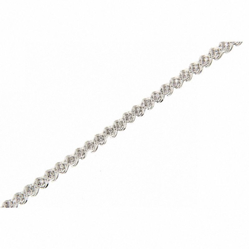 Main Image 1 of 1/2 CT. T.W. Diamond Ribbon Line Bracelet in 10K White Gold - 7.25"