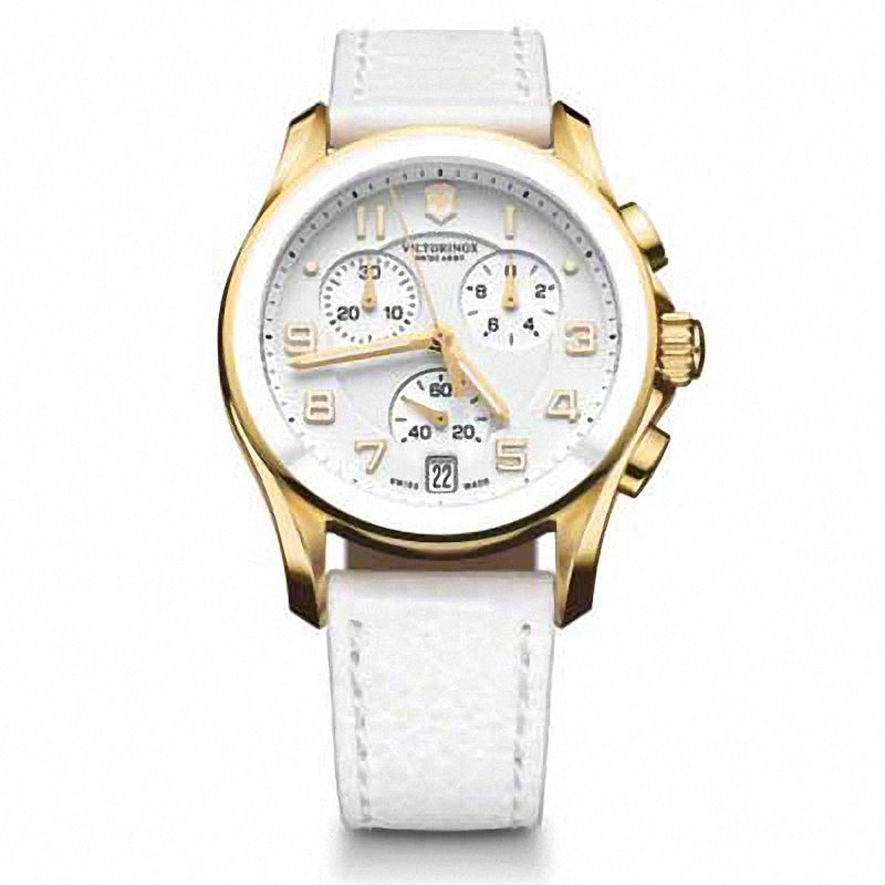 Main Image 1 of Ladies' Victorinox Swiss Army Classic Chronograph Gold-Tone PVD Strap Watch with White Dial (Model: 241511)