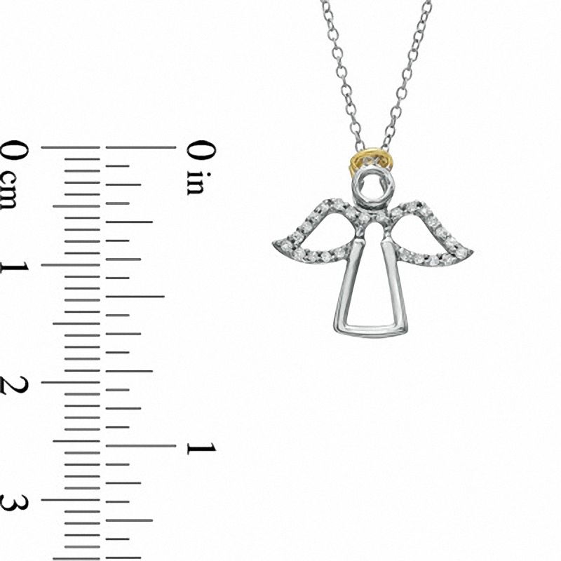 Diamond Accent Angel Pendant in Sterling Silver and 14K Gold Plate