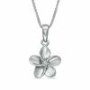 Thumbnail Image 1 of Diamond Accent Solitaire Flower Pendant in Sterling Silver