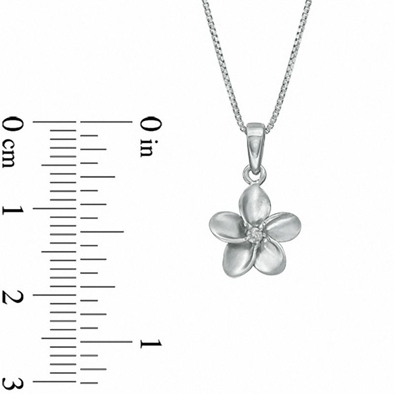 Main Image 2 of Diamond Accent Solitaire Flower Pendant in Sterling Silver