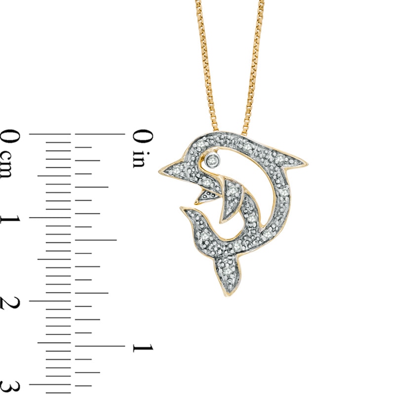 1/10 CT. T.W. Diamond Dolphin Pendant in Sterling Silver and 14K Gold Plate