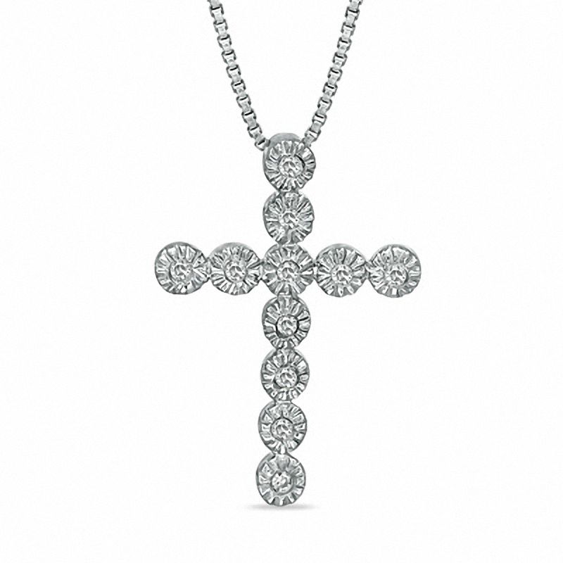 Diamond Accent Cross Pendant In Sterling Silver Necklaces Diamond Accent Cross Pendant In Sterling Silver