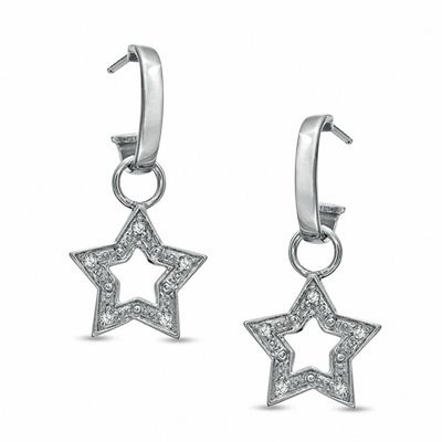 1 10 Ct T W Diamond Star Drop Earrings In Sterling Silver Zales