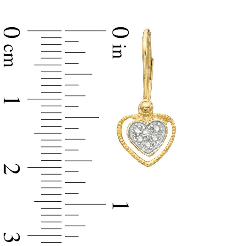 Main Image 2 of Diamond Accent Heart Drop Earrings in Sterling Silver and 14K Gold Plate