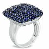 Thumbnail Image 2 of Lab-Created Blue Sapphire Rectangular-Shaped Ring in Sterling Silver
