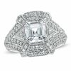 Thumbnail Image 0 of 7.0mm Asscher-Cut Lab-Created White Sapphire Vintage-Style Ring in Sterling Silver