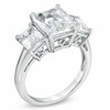 Thumbnail Image 2 of Emerald-Cut Lab-Created White Sapphire Three Stone Ring in Sterling Silver