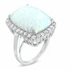 Thumbnail Image 2 of Cushion-Cut Lab-Created Opal and White Sapphire Frame Ring in Sterling Silver