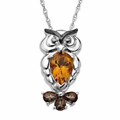 Smoky Quartz Owl Pendant 