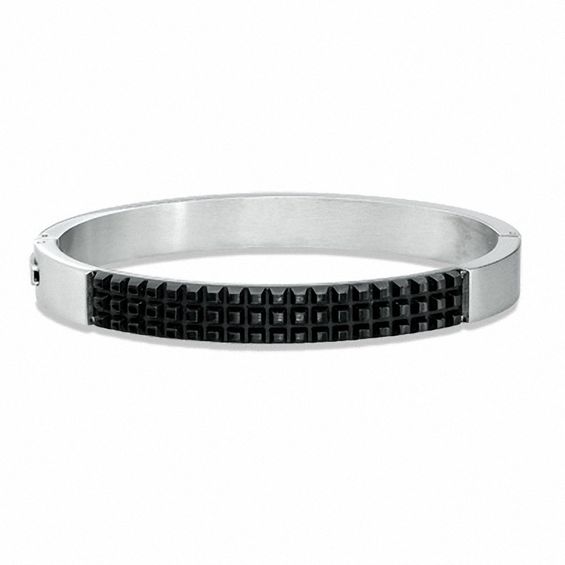 Tread Bangle in Rubber and Stainless Steel