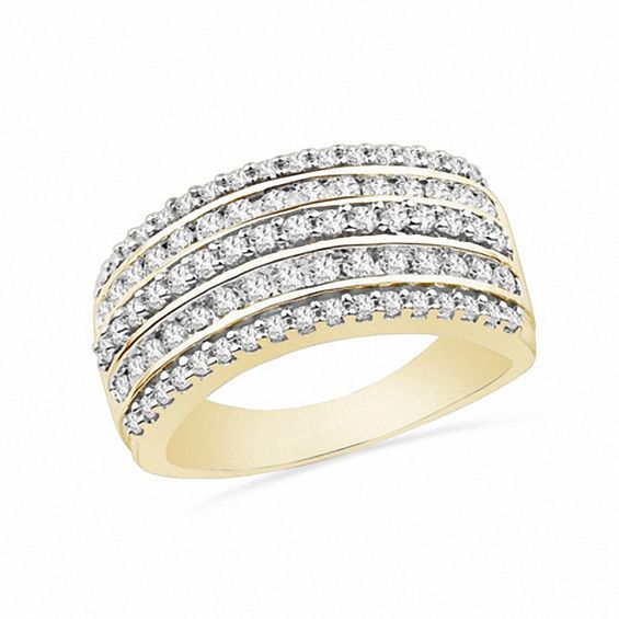 1 CT. T.w. Diamond Five-Row Ring in 10K Gold
