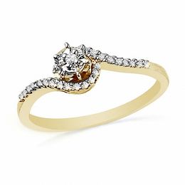 1/10 CT. T.W. Diamond Bypass Promise Ring in 10K Gold