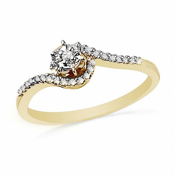 1/10 CT. T.w. Diamond Bypass Promise Ring in 10K Gold