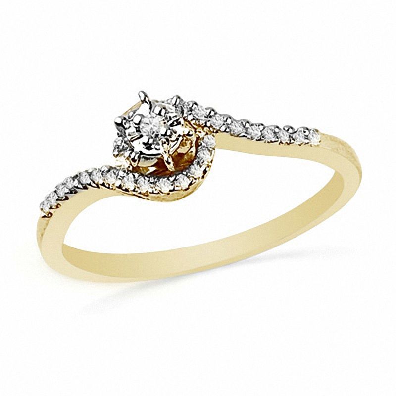 Main Image 1 of 1/10 CT. T.W. Diamond Bypass Promise Ring in 10K Gold