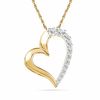Thumbnail Image 1 of 1/4 CT. T.W. Diamond Tilted Heart Pendant in 10K Gold