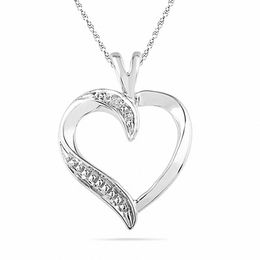 Diamond Accent Heart Pendant in 10K White Gold