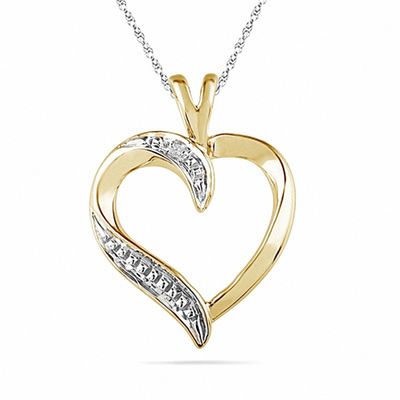 Rubans 925 Silver Glitters To The Heart Pendant Necklace - Gold Plated