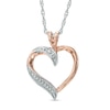 Thumbnail Image 0 of Diamond Accent Split Bale Heart Pendant in 10K Rose Gold