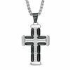 Thumbnail Image 0 of Men's 1/5 CT. T.W. Diamond Cross Pendant in Two-Tone Stainless Steel - 24"