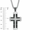 Thumbnail Image 2 of Men's 1/5 CT. T.W. Diamond Cross Pendant in Two-Tone Stainless Steel - 24"