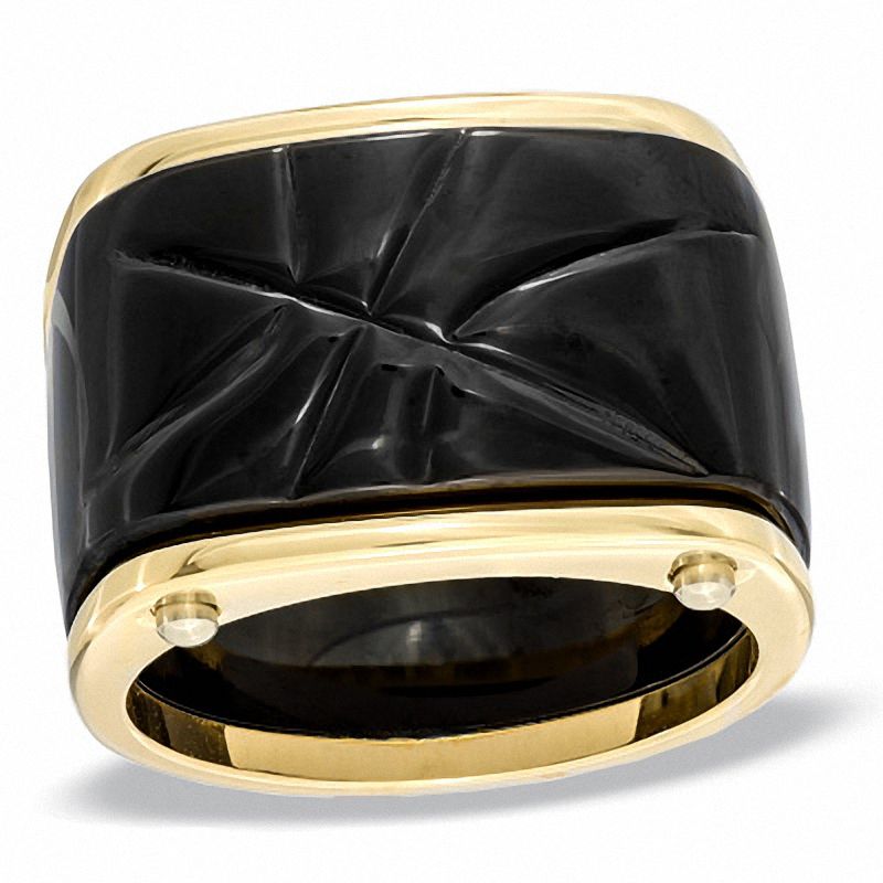 Main Image 1 of 16.0mm Grooved Band in Two-Tone Stainless Steel - Size 10.5