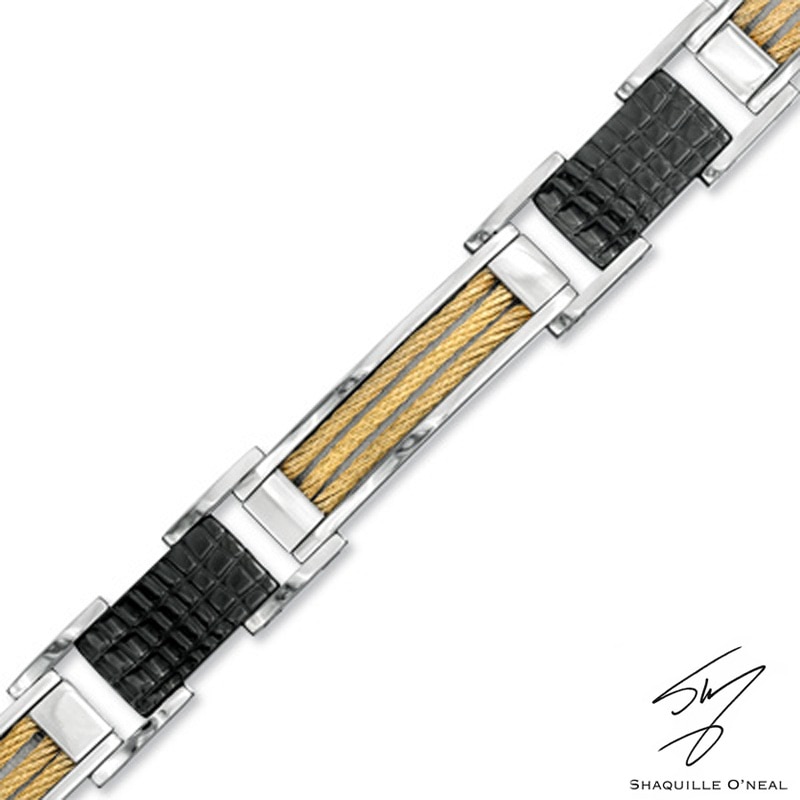 Men's Cable Bracelet in Tri-Tone Stainless Steel - 8.25"