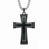 Thumbnail Image 1 of Men's 1/4 CT. T.W. Diamond Cross Pendant in Two-Tone Stainless Steel - 36"