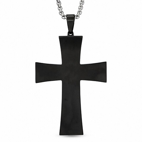 Men's 1/4 CT. T.w. Diamond Cross Pendant in Two-Tone Stainless Steel - 36"