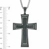 Thumbnail Image 3 of Men's 1/4 CT. T.W. Diamond Cross Pendant in Two-Tone Stainless Steel - 36"