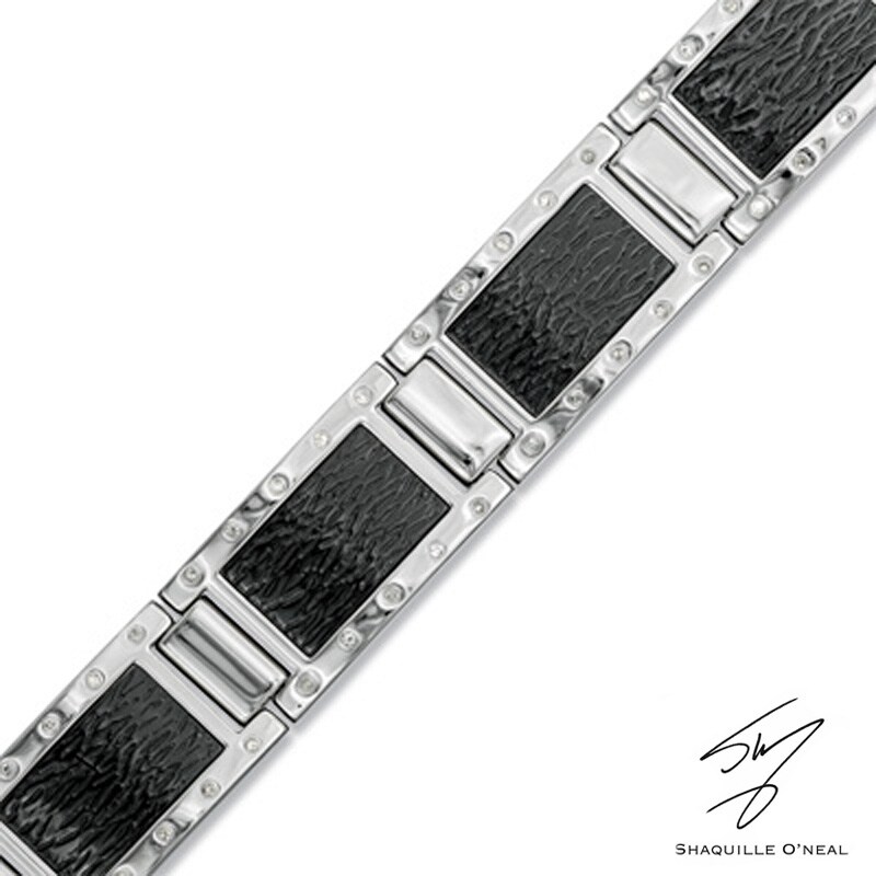 Main Image 1 of 1/5 CT. T.W. Diamond Bracelet in Two-Tone Stainless Steel - 8.25"