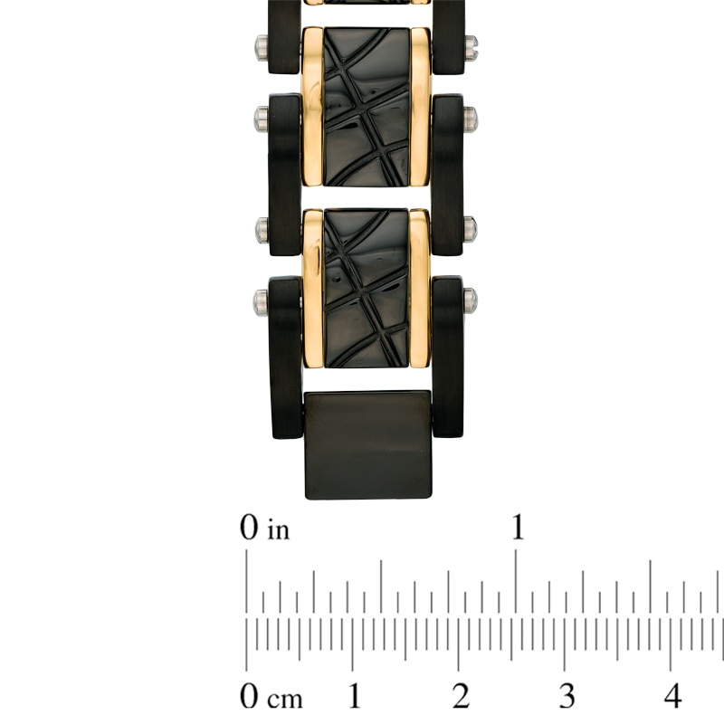 Main Image 3 of Men's 18.0mm Grooved Bracelet in Two-Tone Stainless Steel - 8.25"
