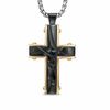 Thumbnail Image 1 of Men's Large Grooved Cross Pendant in Two-Tone Stainless Steel - 30"