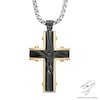 Thumbnail Image 1 of Men's Grooved Cross Pendant in Two-Tone Stainless Steel - 24"