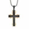 Thumbnail Image 2 of Men's Grooved Cross Pendant in Two-Tone Stainless Steel - 24"