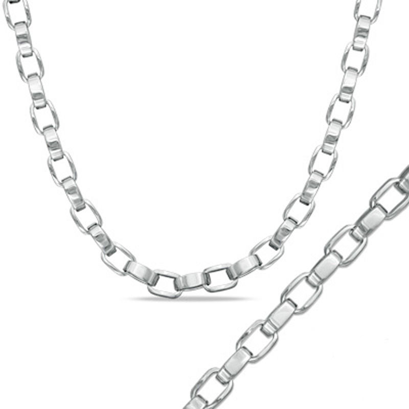 Main Image 1 of Link Necklace and Bracelet Set in Stainless Steel