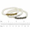 Thumbnail Image 2 of Honora 6.0-7.0mm Freshwater Cultured Pearl and Crystal Bead Stretch Bracelet Set-7.25"
