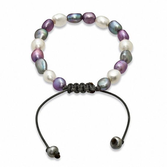 Honora 7.0-9.0mm Multi-Color Freshwater Cultured Pearl Macramé Bracelet