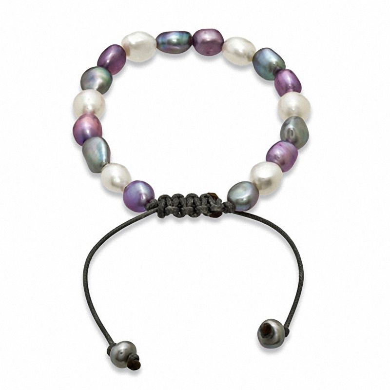 Main Image 1 of Honora 7.0-9.0mm Multi-Color Freshwater Cultured Pearl Macramé Bracelet