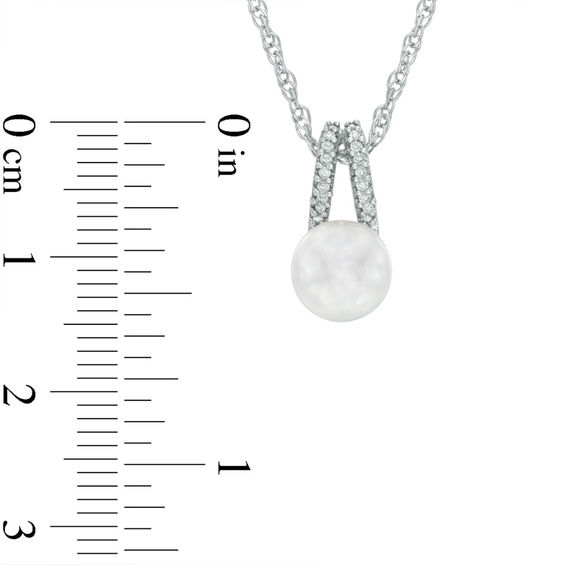 Honora 7.5-8.0mm Freshwater Cultured Pearl and Diamond Accent Pendant in Sterling Silver