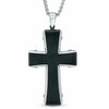 Thumbnail Image 2 of Men's Textured Cross Pendant in Two-Tone Stainless Steel - 36"